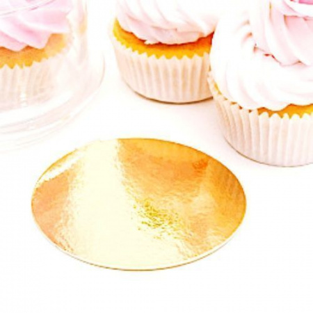 Подложка для пирожных Золото/Жемчуг 2х сторон. 0.8 мм, Ø 75 мм Подложка для пирожных Золото/Жемчуг 2х сторон. 0.8 мм, Ø 75 мм