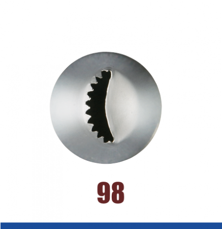 Кондитерская насадка 98 Tulip™ лента с зубчиками ракушка (Shell Basketweave) малая, прорезь 10 мм Кондитерская насадка 98 Tulip™ лента с зубчиками ракушка (Shell Basketweave) малая, прорезь 10 мм