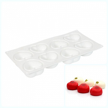 Силиконовая форма 3D для муссовых десертов | Амор (сердца) 8 ячеек Силиконовая форма 3D для муссовых десертов | Амор (сердца) 8 ячеек