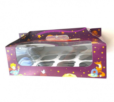 Коробка с окном 12 капкейков 34*24*12 см | Маленький Принц Коробка с окном 12 капкейков 34*24*12 см | Маленький Принц