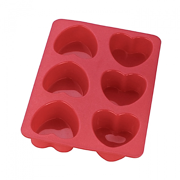 Форма для выпечки силиконовая Сердце 6 фигур 68*35 мм Форма для выпечки силиконовая Сердце 6 фигур 68*35 мм