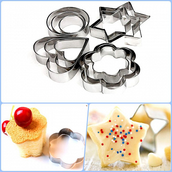 Вырубка стальная Сердце, Цветок, Звезда, Кольцо 3-6 см | Набор 12 фигур Вырубка стальная Сердце, Цветок, Звезда, Кольцо 3-6 см | Набор 12 фигур