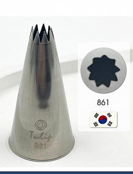 Кондитерская насадка 861 Tulip открытая звезда, Французская трубочка д.5.5 мм, 9 лучей Кондитерская насадка 861 Tulip открытая звезда, Французская трубочка д.5.5 мм, 9 лучей