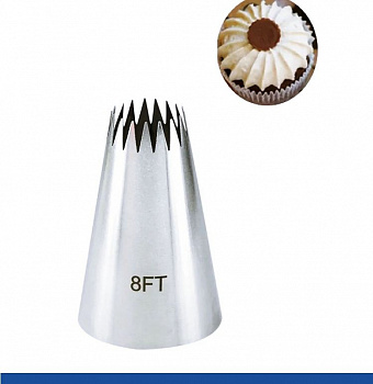 Кондитерская насадка 8FT Французская звезда ∅ 16 мм, 18 лучей Эконом Кондитерская насадка 8FT Французская звезда ∅ 16 мм, 18 лучей Эконом