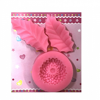 Молд силиконовый (вайнер) Бутон и Листья (мини)