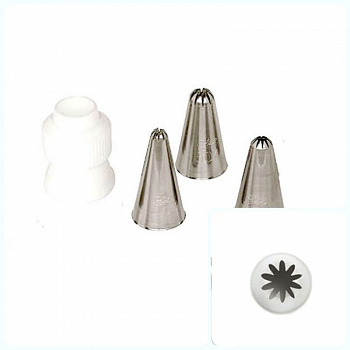 Кондитерская насадка закрытая звезда №501, 502, 504, 506, 508, 132 Ateco | 10 лучей стандарт. размер Кондитерская насадка закрытая звезда №501, 502, 504, 506, 508, 132 Ateco | 10 лучей стандарт. размер