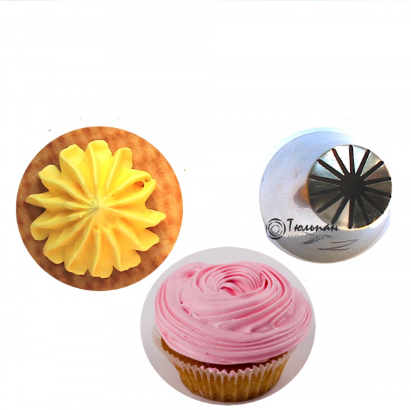 Насадка закрытая роза №123 Фейерверк | М размер 12 прямых лучей (Russian Pastry Tube Closed Rose #123 - Firecracker | M size | by Tulip Workshop)