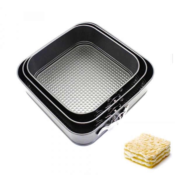 Форма для выпечки металлическая разъёмная антипригарная | Квадрат набор 3 шт: 20 - 28 см, высота 7 см Форма для выпечки металлическая разъёмная антипригарная | Квадрат набор 3 шт: 20 - 28 см, высота 7 см