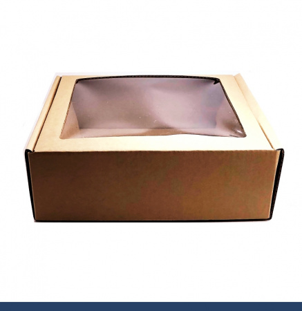 Коробка для выпечки с окном 21•21•7 см Крафт (мгк, сборная)
