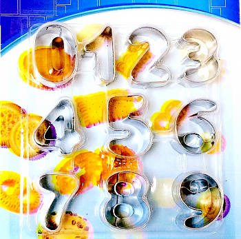 Вырубка стальная Цифры 3 см | Набор 10 фигур