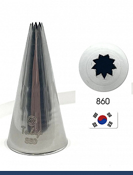 Кондитерская насадка 860 Tulip открытая звезда, Французская трубочка д.4 мм, 9 лучей Кондитерская насадка 860 Tulip открытая звезда, Французская трубочка д.4 мм, 9 лучей