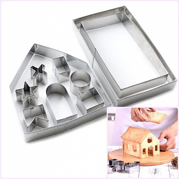 Вырубка Стальная Пряничный Домик | 3D набор 10 или 18 фигур Вырубка Стальная Пряничный Домик | 3D набор 10 или 18 фигур
