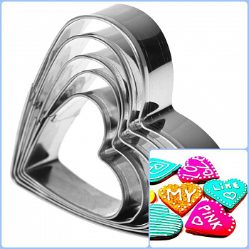 Вырубка стальная Сердца 5-8 см | Набор 5 фигур Вырубка стальная Сердца 5-8 см | Набор 5 фигур