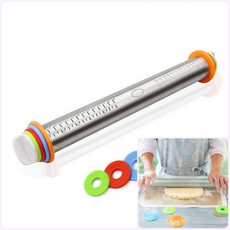 Скалка нержавеющая сталь с ограничителями толщины 2-10 мм | размер: 44*6 см Скалка нержавеющая сталь с ограничителями толщины 2-10 мм | размер: 44*6 см