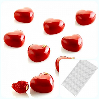 Силиконовая форма 3D для муссовых десертов и декора | Любовь (сердце) мини 35 ячеек Силиконовая форма 3D для муссовых десертов и декора | Любовь (сердце) мини 35 ячеек