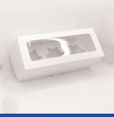 Коробка для 3-х капкейков 25•10•10 см Белая с Окном (сборная) | упак. 5-50 шт Коробка для 3-х капкейков 25•10•10 см Белая с Окном (сборная) | упак. 5-50 шт