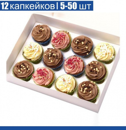 Коробка с окном для 12 капкейков 33*25*10 cм