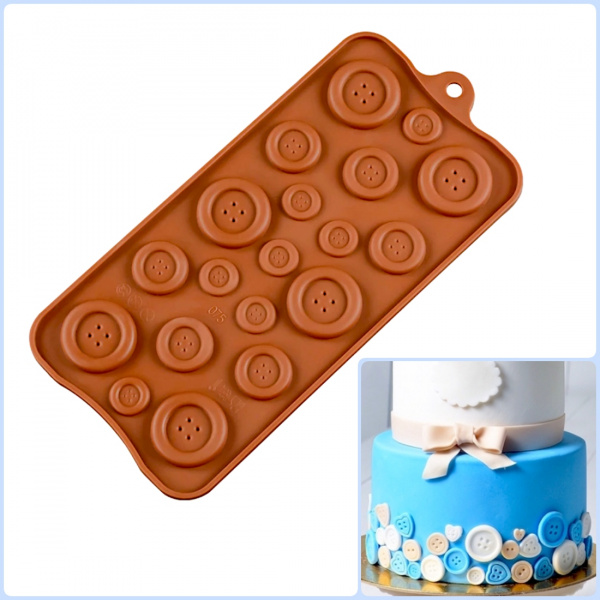 Форма для шоколада, мастики и проч. силиконовая | Пуговицы 19 фигур