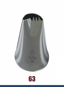 Кондитерская насадка 63 Tulip лепесток изогнутый рюшевый, прорезь 9 мм Кондитерская насадка 63 Tulip лепесток изогнутый рюшевый, прорезь 9 мм